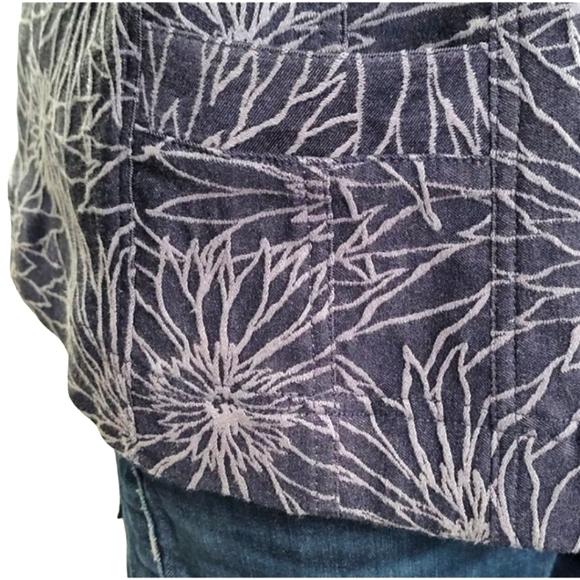 JM Collection Blue Denim Floral Jacket Size - 12 - Picture 6 of 12